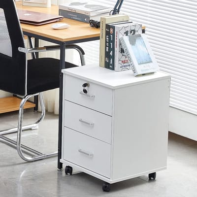 Mobiele archiefkast met 3 laden, slot en wielen - Industrieel ontwerp voor thuiskantoor