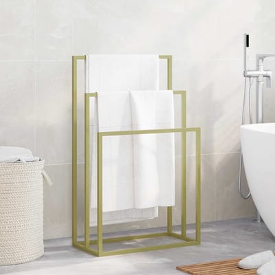vidaXL - Handdoekenrek - vrijstaand - 48x24x79 - cm - ijzer - goudkleurig