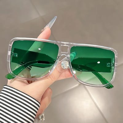 Dubbelbalk zonnebrillen zijn modieus, verfrissend, met grote monturen, eenvoudig en veelzijdig voor fotografie-accessoires groen