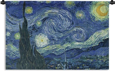 Wandkleed - Wanddoek - Sterrennacht - Schilderij - Oude meesters - Vincent van Gogh - 180x120 cm - Wandtapijt
