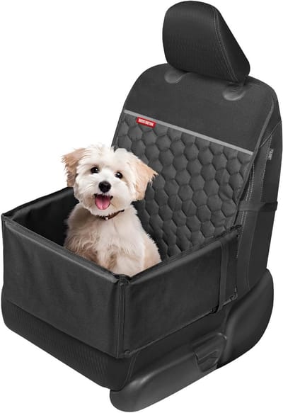 Motor Trend Autostoel voor honden, 2-in-1, waterdicht, opvouwbaar, voor vrachtwagens, hondenbooster voor middelgrote en kleine honden, autobeschermer voor huisdieren en angst voor huisdieren