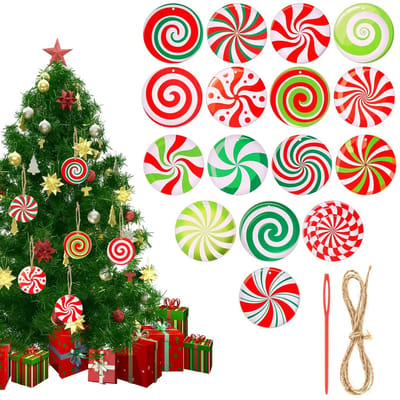 Allecto - Kerst Snoep Ornamenten - 16st Lollipop Decoraties - Kleurrijk - Hangende Decoraties - Perfect voor Kerstboom - Versier je Feestdagen
