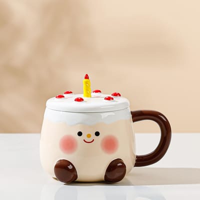 Leuke Verjaardagstaart Keramische Kop Creatieve Mok Verjaardagscadeau Koffiekopje Souvenir Cadeau Waterbeker 460ML