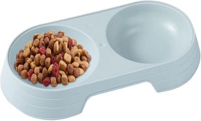Dubbele voerbak - Hondenkom set - Gezellig voeren - Verhoogd ontwerp - 23x12x3.7 cm - Blauw