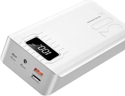DrPhone HyperCell - 30.000 mAh Lader - LED Display - LED Lamp - Power Bank - Aan/uit modus - IOS / Android / Reizen- Wit