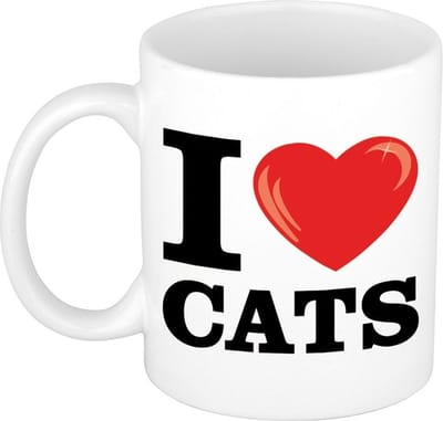 Bellatio Decorations - I Love Cats koffiemok - drink beker - 300 ml - cadeau - voor katten liefhebber