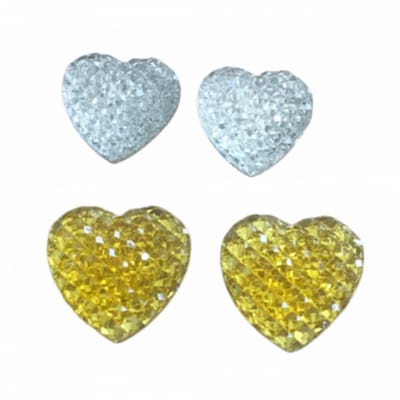 Set- clip oorbellen-Hartje-Sabien- geel -wit- geen gaatje- Charme Bijoux
