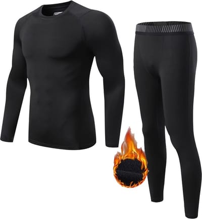 WiseGoods Luxe Thermo Set Heren - Thermokleding - Thermobroek / Thermoshirt Mannen - Winter Kleding - Kleren Outdoor - Zwart XL