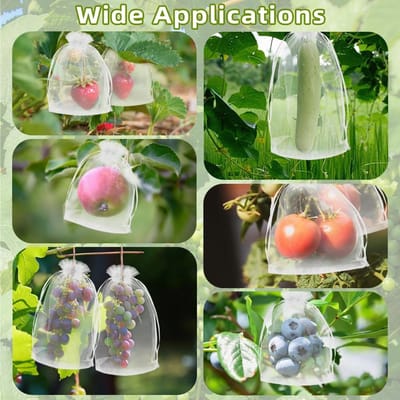 100 beschermzakjes voor fruitbomen - Witte netzakjes met trekkoord - Herbruikbare beschermzakjes voor de tuin - Geschikt voor fruitbomen, bloemen en groenten - Ook geschikt als bedankzakjes voor bruiloften - 15*20 cm
