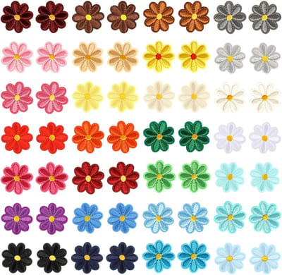 Allecto Plus - IJzeren Patches 4cm - Mixed Color Daisy Bloemapplicaties - Leuke Daisy Bloem Patch - Kleding en Hoeden - 56 stuks