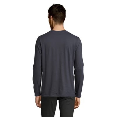 SOLS Heren Imperial Katoenen T-shirt met lange mouwen (Muis Grijs Effen)