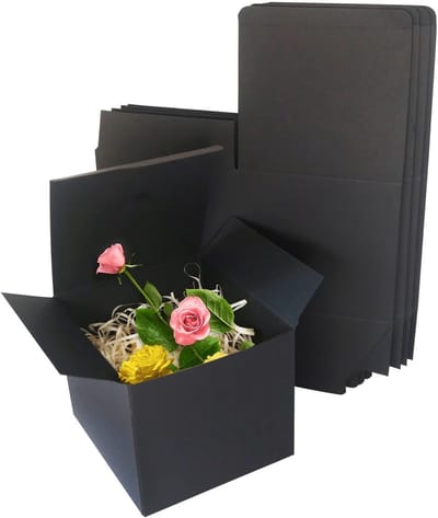 Kleine zwarte kraft geschenkdozen 130x130x130mm, lege doosjes met deksel voor cadeaus, traktaties en feesten (25 stuks)
