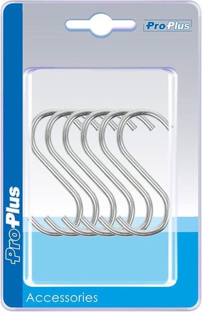 Proplus ophanghaak - 6x- S-haak - 6 cm - hangers - kledinghaken / keukenhaak