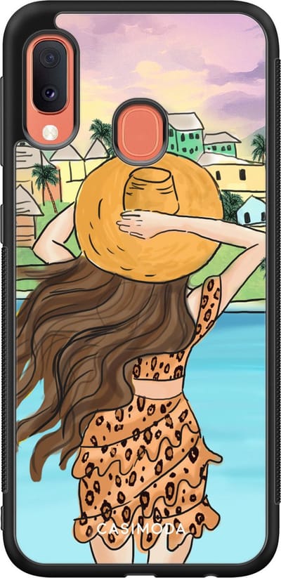 Casimoda® hoesje - Geschikt voor Samsung Galaxy A20e - Sunset Girl - Zwart TPU Backcover - Geen opdruk - Multi