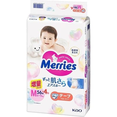 Merries Luiers Medium (6-11 kg) - 56 Stuks, Zacht & Ademend