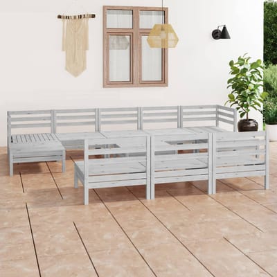 vidaXL - 11-delige - Loungeset - massief - grenenhout - wit