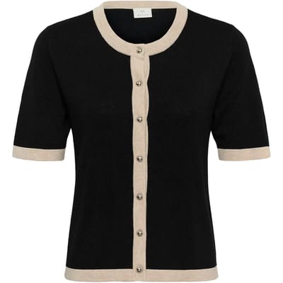 Kaffe KAlizza Contrast Cardigan Dames Trui - Black Deep