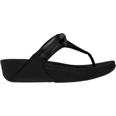 FitFlop Dames Lulu Glitter Strik Leren Tussenstuk Wedge Sandalen (Zwart)