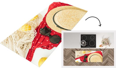 Keukenloper - Loper keuken - Zomer - Citroen - Hoed - 120x50 cm - Keukenloper vinyl