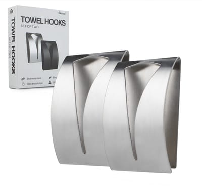 Handdoekhaakjes - 2 Stuks - Handdoekhaak Zelfklevend - Handdoekhouder Badkamer / Keuken - RVS - Zilver