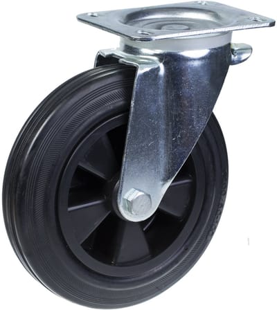 4 - 200 mm zwenkwielen met zwart rubber, draagvermogen 200 kg per stuk, voor zwaar gebruik, 800 kg per set