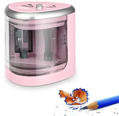 Dailygoody - Elektrische Puntenslijper - Draagbare Puntenslijper - Automatisch en Veilig - Zwart Roze - Geschikt voor Kinderen - Compact en Handig