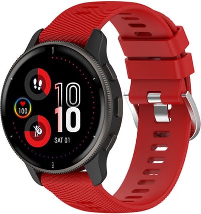 Strap-it Siliconen bandje geschikt voor Garmin Vivoactive 6 / 5 / 3 / Vivomove / 3 / HR / Style / Luxe / Sport / Trend / Forerunner 645 / 570 / 245 / 170 / 165 / 70 / 55 / Venu / SQ / SQ2 / 2 Plus / Approach S12 / S40 / S42 / S44 / S50 - Rood