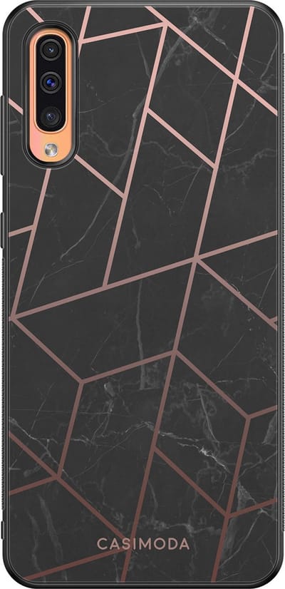 Casimoda® hoesje - Geschikt voor Samsung Galaxy A50 - Marble / Marmer patroon - Zwart TPU Backcover - Marmer - Grijs