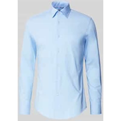 BOSS Hank slim fit overhemd - popeline - blauw - Strijkvriendelijk - Boordmaat: 39