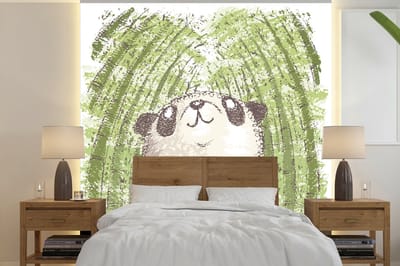 Behang - Fotobehang Bamboe - Panda - Bos - Breedte 240 cm x hoogte 240 cm