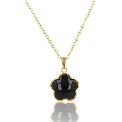 My Bendel - Ketting met Bloem Hanger • Onyx - met Luxe Cadeauverpakking | Sieraden Voor Dames