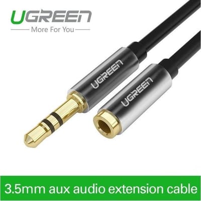 Ugreen AV118 - Audio Verlengkabel - 3,5 mm Jack Male naar Female - 5 Meter - Vergulde Connectoren - Zwart