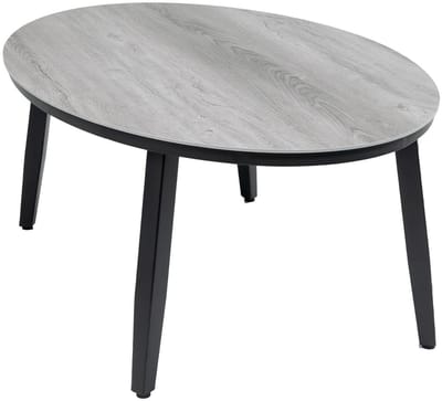 4x Loungestoel Isabel | Black + Bijzettafel Mykonos Ovaal 120x75cm | Grey | Aluminium & Kunststof