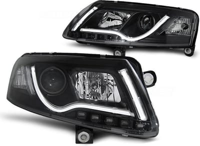 Koplampen met parkeerlicht AUDI A6 C6 04 04-08 LED TUBE LIGHTS ZWART