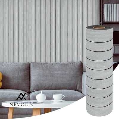 Nevolis 3D Wall Panels 40 x 3 m PVC Flexible Wood Self-Adhesive Slat Cladding Interior Decoration - Light Blue .