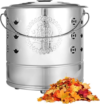 Verbrandingston RVS - Papier Geld Brander - Rituelen Buiten - Geoptimaliseerde Luchtstroom - 26x26x29cm - Zilver