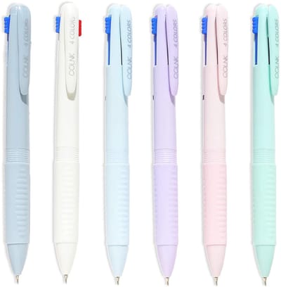 Multicolor Balpen 0.5mm – 4-in-1 Kleurenpennen Fijnschrijver – Set van 6 – Assorti Inkt – Planner & Journaling