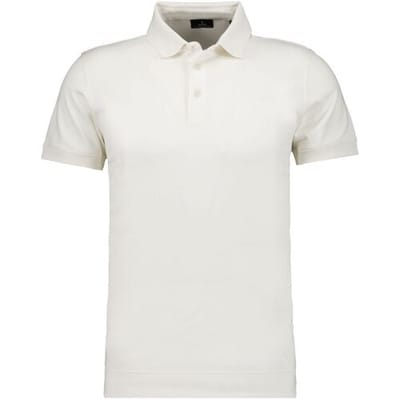 Ragman Pima Cotton Uni Color Polo Bottom Rib Ecru / male