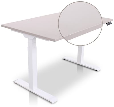 Lineaflex MRC PRO Zit-Sta Bureau – Elektrisch Verstelbaar – 120x80 cm – Blad Sand Grey – Wit Frame – ARBO Norm NEN-EN 527 – Met memorybediening – 150 KG Draagvermogen – 130 cm Hoog