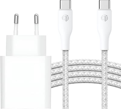 20w usb C Adapter + usb C naar usb C Kabel 3 Meter - Usb-C Oplader - Snellader - Wit