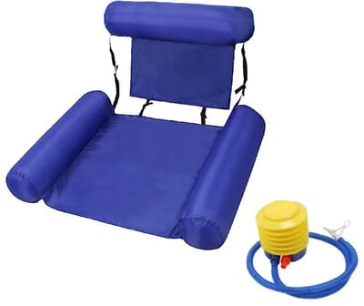 Waterhangmat-waterhangmat volwassenen-drijfstoel-Blauwe waterhangmat-Drijvende WaterStoel-luchtmatrassen zwembad lounge-Inclusief een voetbediende luchtpomp-Opblaasbaar