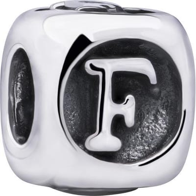 Quiges - 925 - Zilveren - Bedels -Sterling zilver - Beads - Alfabet Letter F Kraal Charm - Geschikt – voor - alle bekende merken - Armband Z429