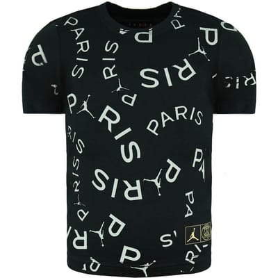 Nike Jordan Paris Sleeve Crew Neck Zwart/Wit T-shirt met opdruk voor kinderen DD9755 010
