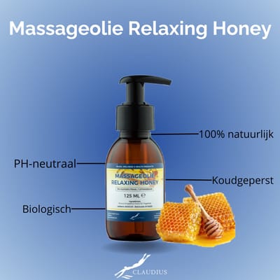 Massageolie Relaxing Honey 125 ml met pomp - 100% natuurlijk - biologisch en koud geperst