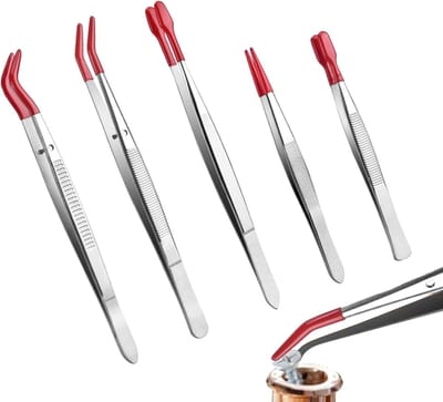 Knutselpincet - Precisie gereedschap - Sieraden maken - Antistatisch ontwerp - 19 cm - Rood
