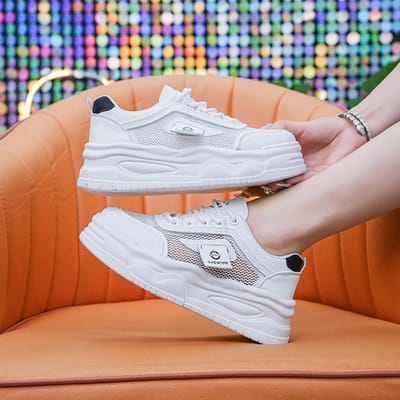 Damesschoenen Zomer Nieuwe Casual Boardschoenen Vrouwelijke Student Sportschoenen Veelzijdige Platform Dad Shoes Kleine Witte Schoenen 40 white