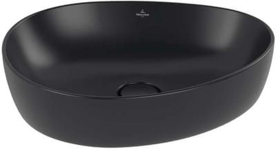 Villeroy & Boch Antao - Opzetwastafel, 40x51 cm, CeramicPlus, Pure Black 4A7351R7