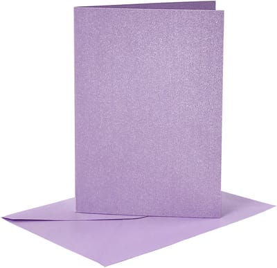Kaarten en enveloppen, afmeting kaart 10,5x15 cm, afmeting envelop 11,5x16,5 cm, paars, parelmoer, 4sets