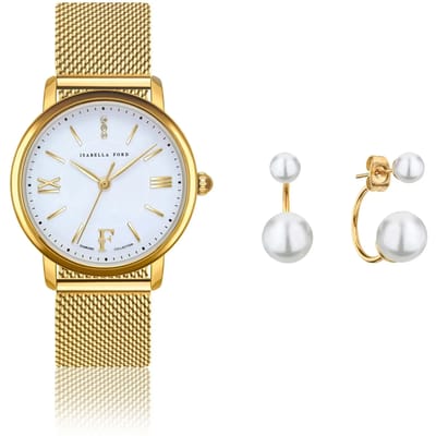 Set van horloge en oorbellen voor dames Isabella Ford Selene
