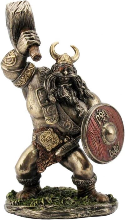 Viking met Hamer en Schild Gebronsd beeldje 18cm  - Veronese Design